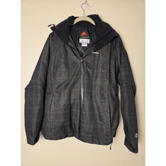 Columbia Jacket Womens M Black Blue Interchange Omni Tech Waterproof Lined - Picture 1 of 13